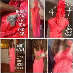 Peach Bridesmaid Prom Drapy Grecian One Strap Rose